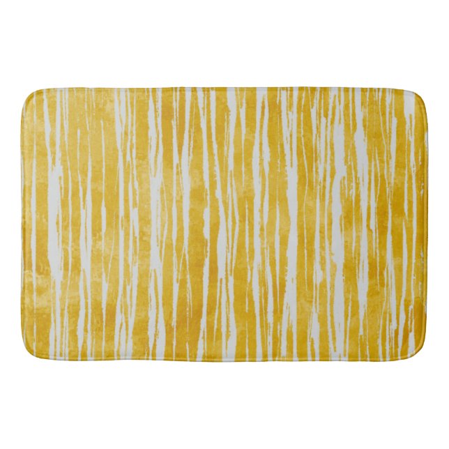 Tapis De Bain Tons de Motif blanc et jaune rayé (Devant)