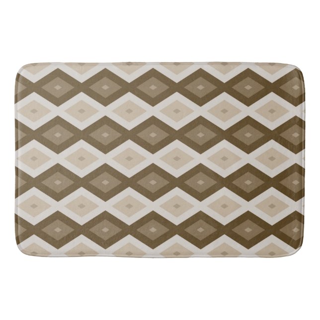 Tapis De Bain Tons de motif diamant brun (Devant)