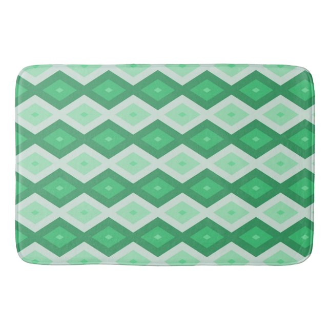 Tapis De Bain Tons de motif diamant vert (Devant)