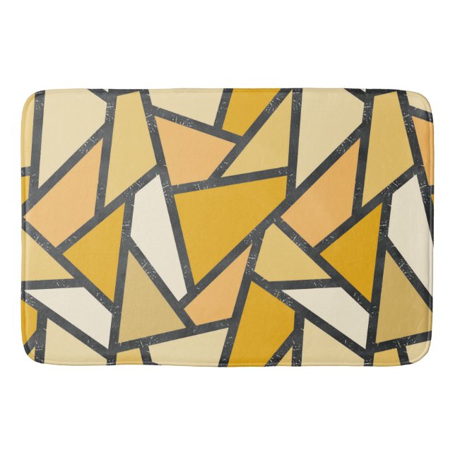 Tapis De Bain Tons de motif en vitrail jaune (Devant)