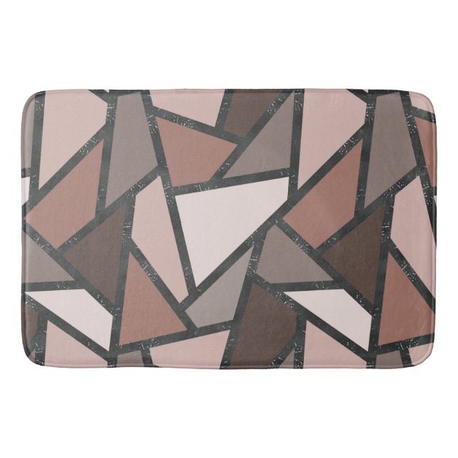 Tapis De Bain Tons de motif en vitrail marron (Devant)