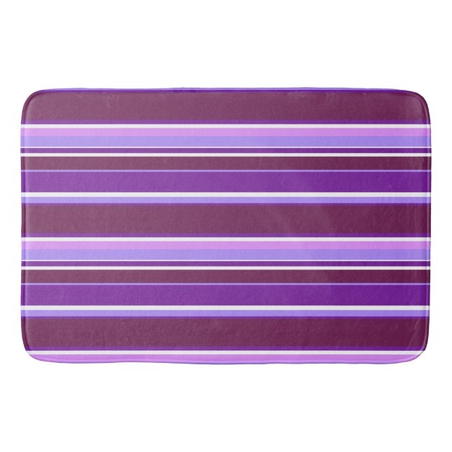 Tapis De Bain Tons de rayures violettes (Devant)