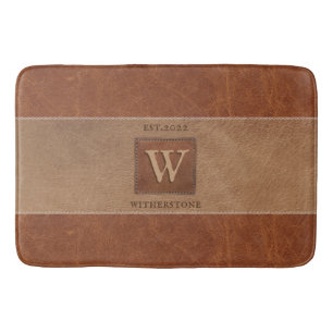 Tapis De Bain Tonte en cuir châtaigne Brown