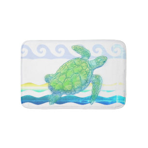 Tapis De Bain Tortue bleue et verte