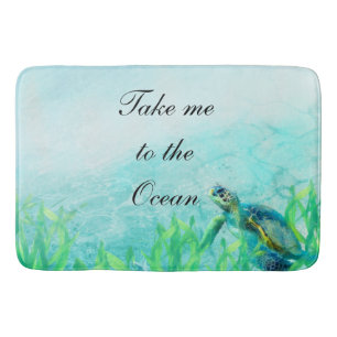 Tapis De Bain Tortue de mer Océan Plage Art Élégant Tropical Chi