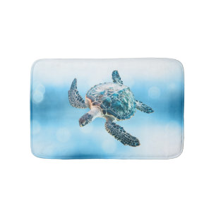 Tapis De Bain Tortue de mer turquoise scintillante Côtière