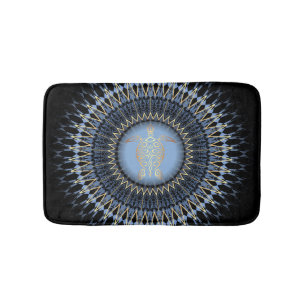 Tapis De Bain Tortue Mandala bleu noir