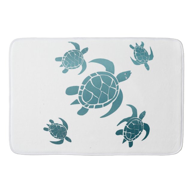 Tapis De Bain Tortues de mer bleu classique Côte blanche (Devant)