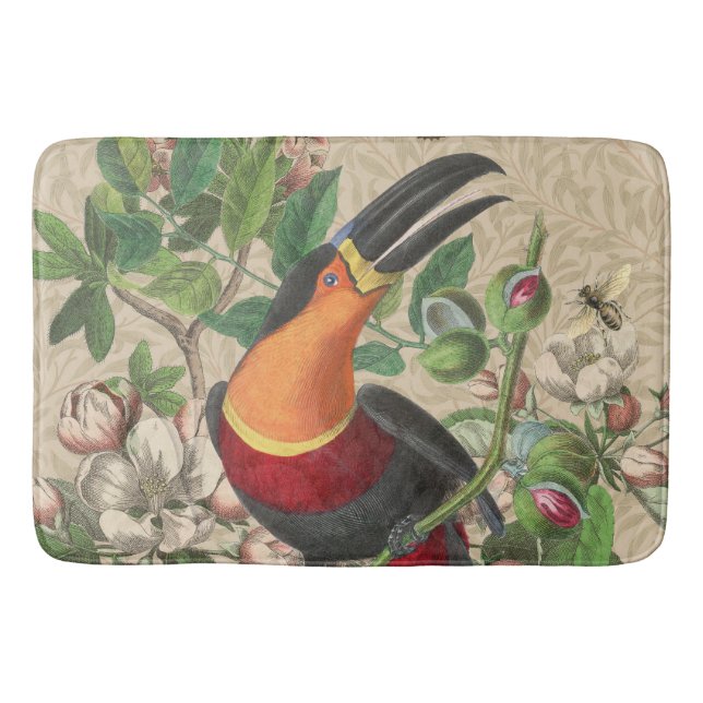 Tapis De Bain Toucan Jungle Tropical Bird Belle antique (Devant)