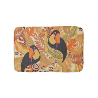 Tapis De Bain Toucans sur branches, motif tropical sans soudure.