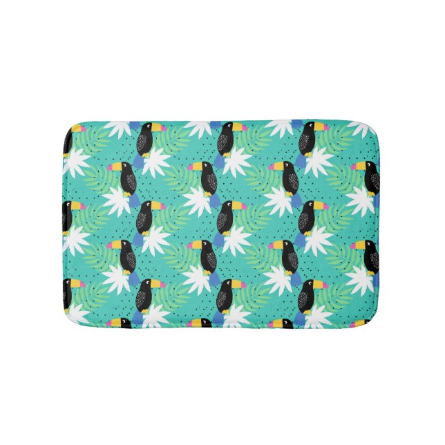 Tapis De Bain Toucans sur Turquoise (Devant)