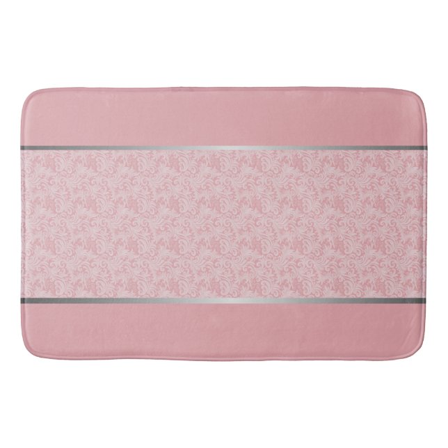 Tapis De Bain Touche de Luxe : Argent, Blanc et Rose Blush  (Devant)