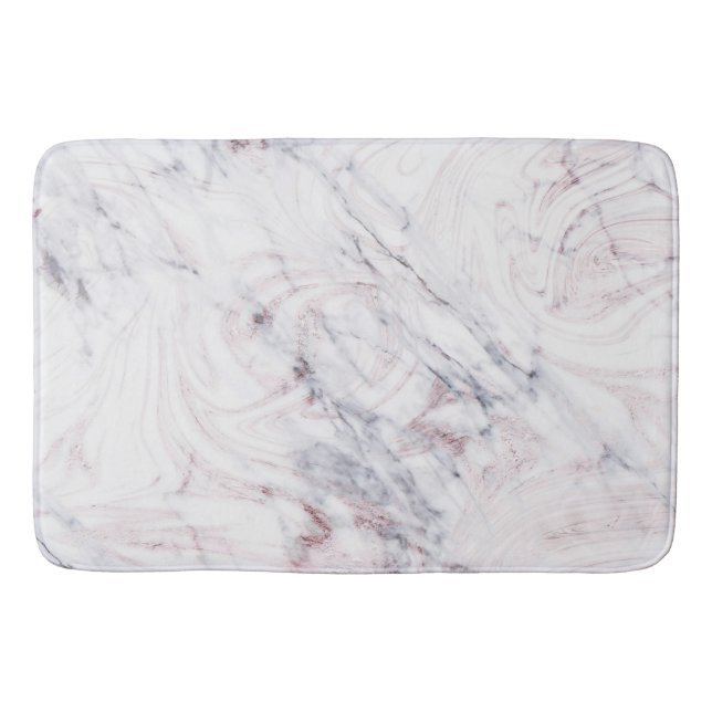 Tapis De Bain Touche de marbre gris blanc rosé chic tendance (Devant)