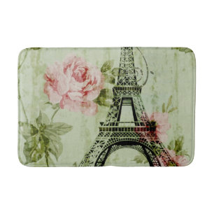 Tapis De Bain tour de l' eiffel de paris à fleurs roses de prin