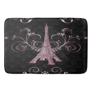 Tapis De Bain Tour Eiffel Flore Rose torsadée Mat