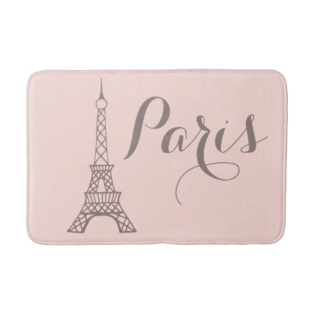 Tapis de bain Tour Eiffel Gris Rose Paris (Devant)
