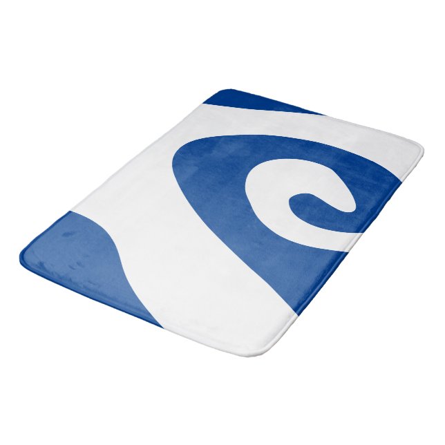 Tapis De Bain Tourbillon de bleu profond et de blanc (Angle)