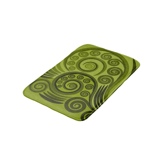 Tapis De Bain Tourbillon de fronde de fougère verte ludique (Angle)