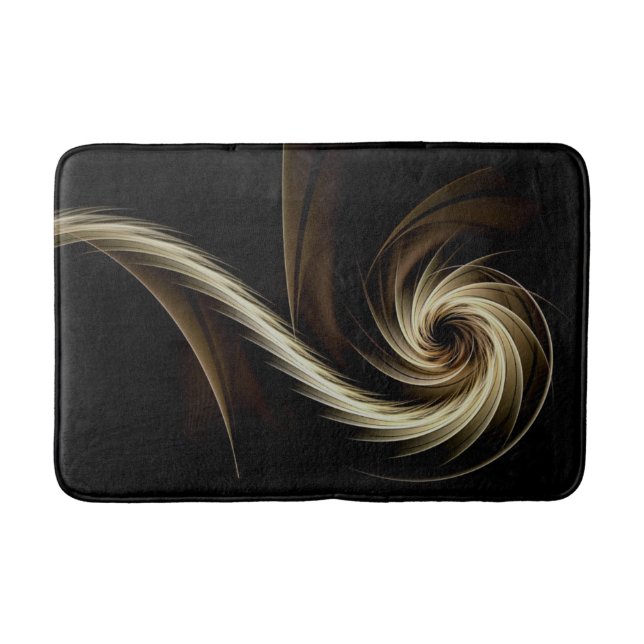 Tapis De Bain Tourbillon doré sur fond noir  (Devant)