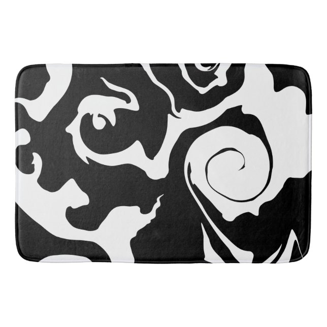 Tapis De Bain Tourbillon noir et Marbre blanc moderne (Devant)