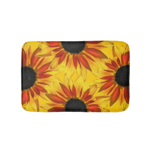 Tapis De Bain Tournesol Abstrait de chaume de fleurs