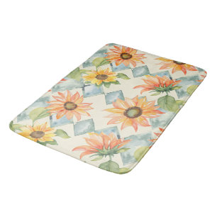 Tapis De Bain Tournesol Aquarelle motif floral