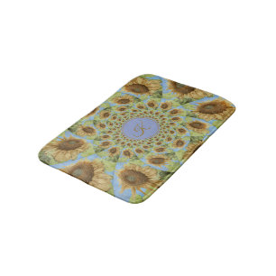 Tapis De Bain Tournesol jaune texturisé de kaléidoscope de