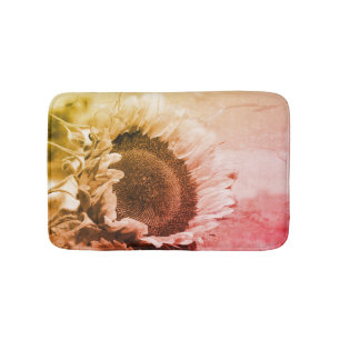 Tapis De Bain Tournesol Noir Et Blanc Perdu Vintage