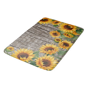 Tapis De Bain Tournesol rustique et Bardeau gris Patiné