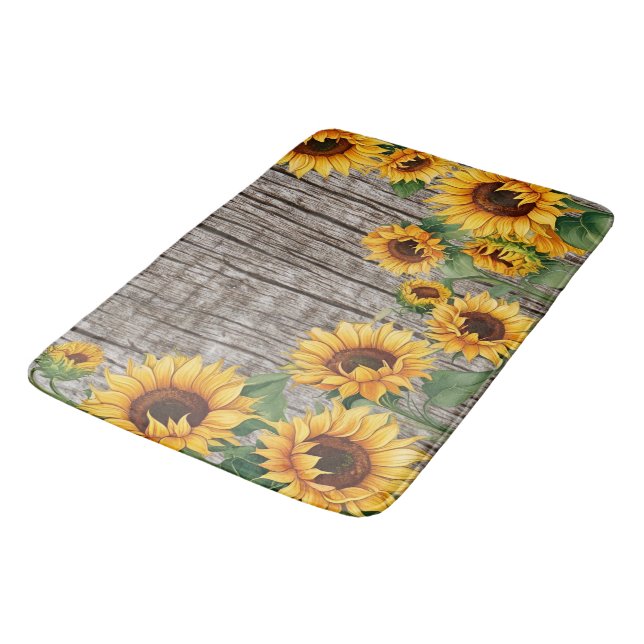 Tapis De Bain Tournesol rustique et Bardeau gris Patiné (Angle)