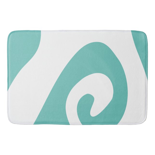 Tapis De Bain Tournoyant de sarcelle clair et blanc (Devant)