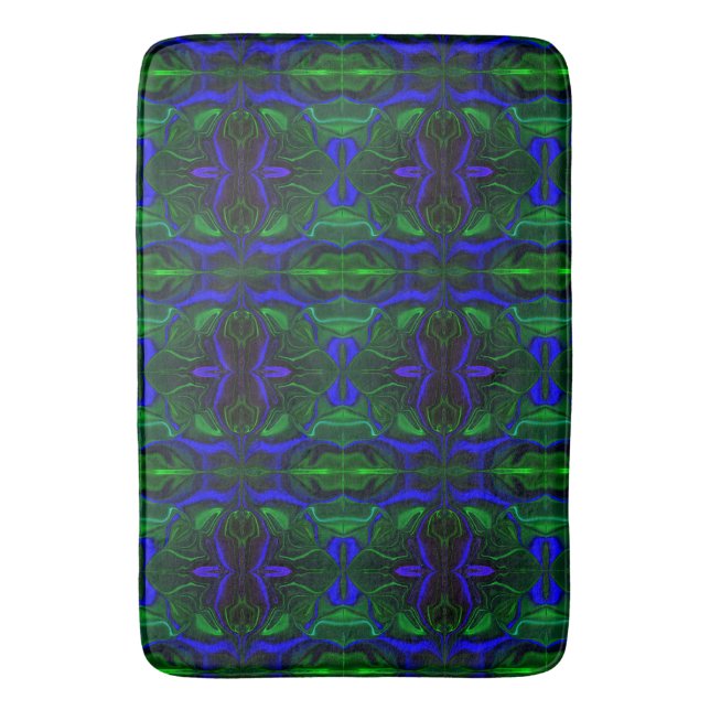 Tapis De Bain Traços azuis "flutuando" sobre fundo verde. (devant Vertical)