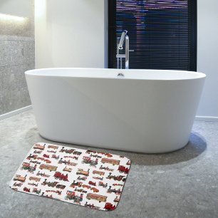 Tapis De Bain Train Jouet vintage Motif Trains colorés