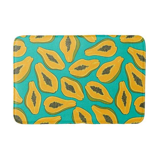 Tapis De Bain Tranches de papaye turquoise (Devant)