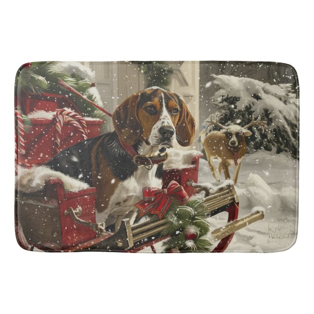 Tapis De Bain Treeing Walker Coonhound Chien Noël Festif (Devant)