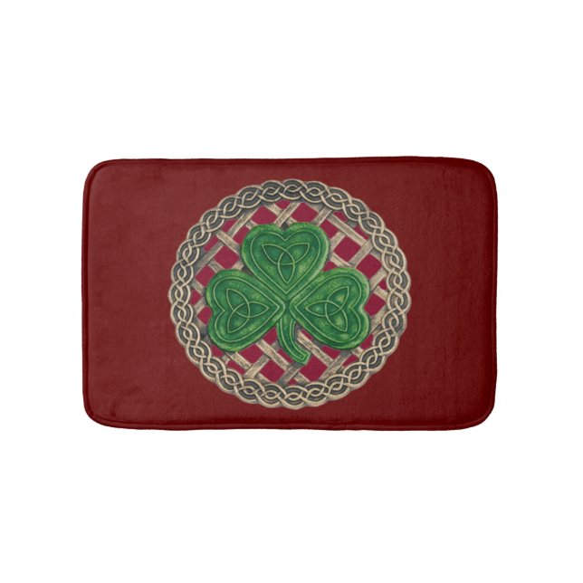 Tapis de bain Trèfle Rouge sur Nœuds Celtiques (Devant)