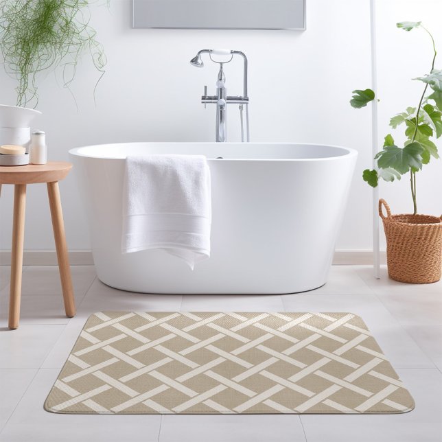 Tapis De Bain treillis beige et ivoire | Ferme moderne (Créateur téléchargé)