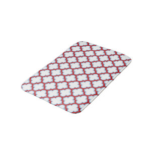 Tapis De Bain Trellis blanc et rouge, treillis, Quatrefoil