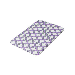 Tapis De Bain Trellis blanc et violet, treillis, Quatrefoil