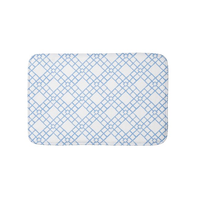 Tapis De Bain Trellis en bambou bleu et blanc  (Devant)