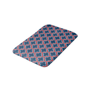 Tapis De Bain Trellis marocain bleu et rouge, treillis, Quatrefo