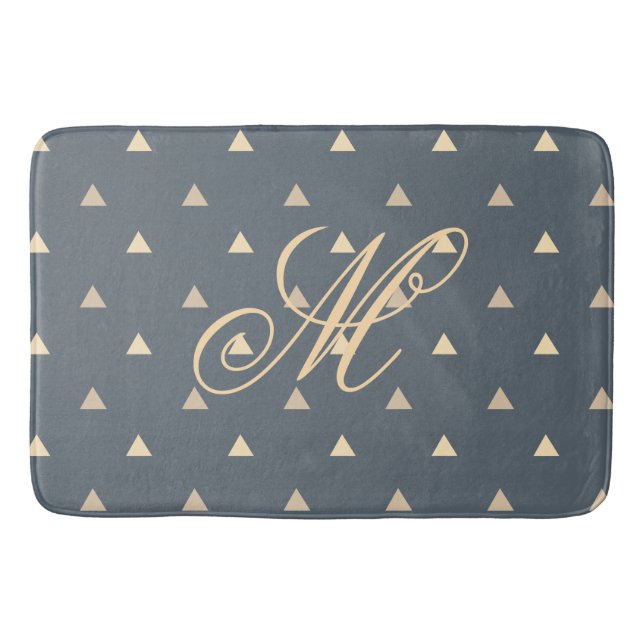 Tapis De Bain Trendy Gold Triangles Confetti sur Monogramme gris (Devant)