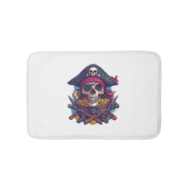 Tapis De Bain Trésor du crâne de pirate (Devant)