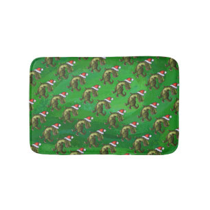 Tapis De Bain TRex à Santa Hat sur Green