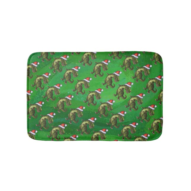 Tapis De Bain TRex à Santa Hat sur Green (Devant)