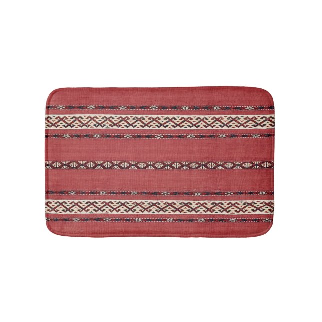 Tapis De Bain Triangle Bande Kilim II Rouge Noir Blanc (Devant)