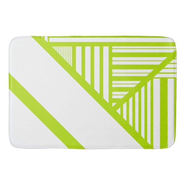 Tapis De Bain Triangle en Lime Vert et Blanc (Devant)