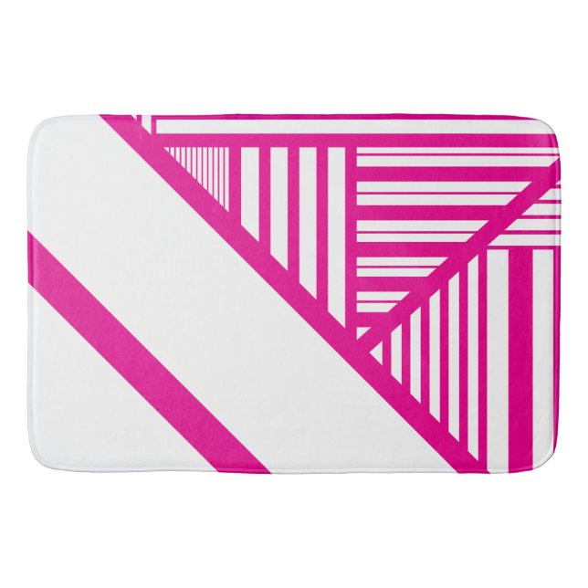 Tapis De Bain Triangle en Magenta et Blanc (Devant)