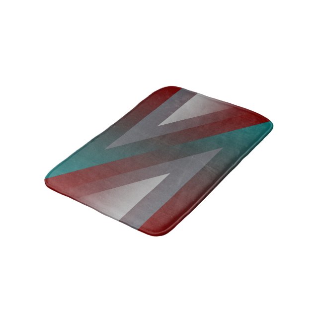 Tapis De Bain triangle gris bordeaux turquoise (Angle)