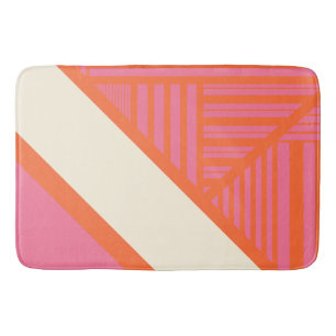 Tapis De Bain Triangle rayures en rose, orange et crème